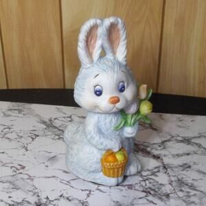 Vintage Schmid Easter Bunny Musical Figurine Tomorrow Rotating Ceramic Music